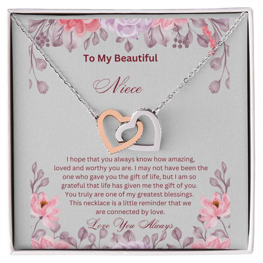 To My Beautiful Niece / Interlocking Hearts Necklace